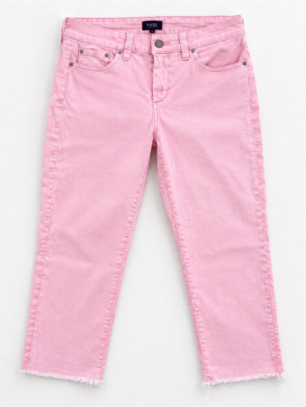 NYDJ Capri Jeans Primose Pink Stretch Mid Rise Raw Hem Y2K Size 4